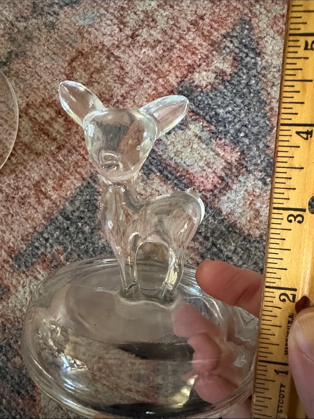Vintage Clear Glass Deer Trinket Box - Picture 4 of 5